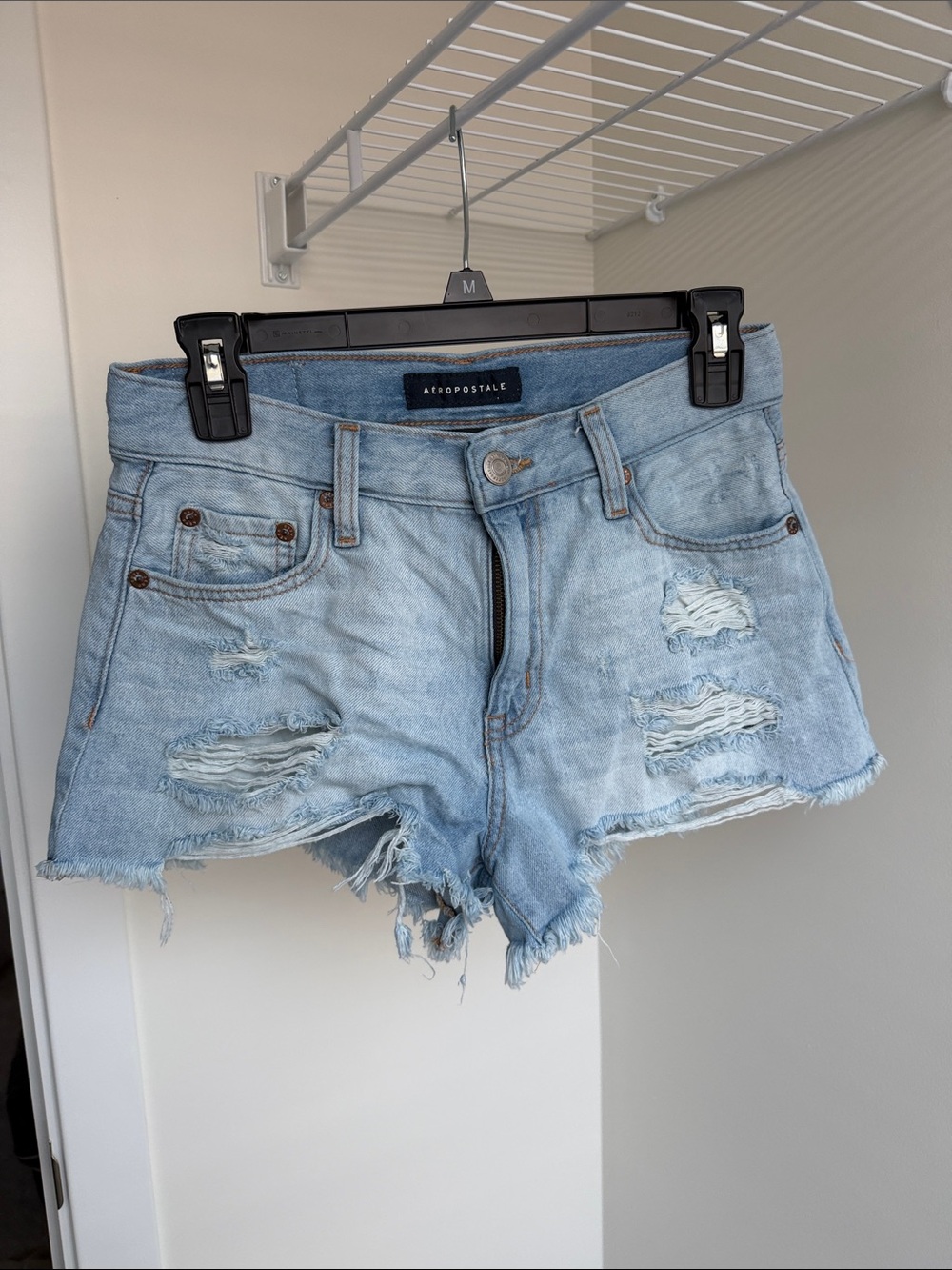 Aeropostale Light Wash Distressed Denim Cutoff Shorts